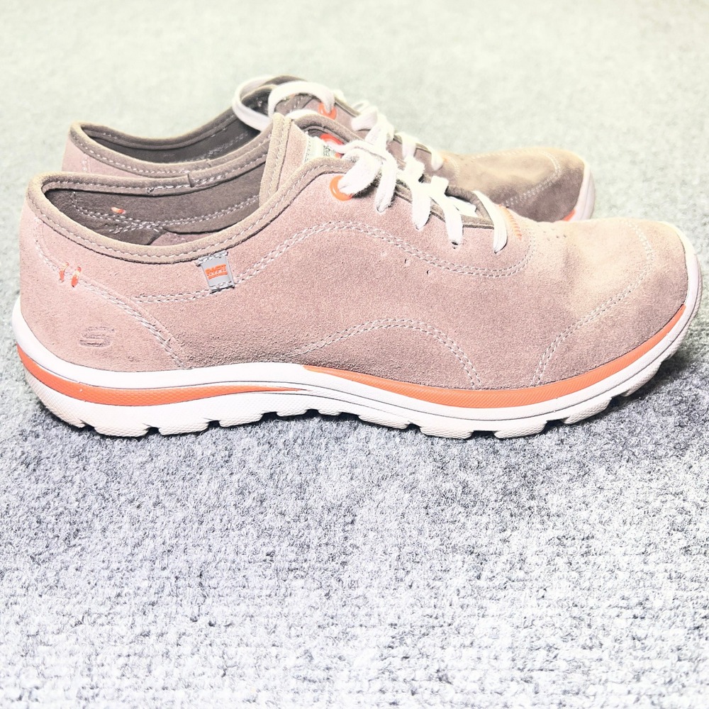 Skechers Relaxed Fit Memory Foam Suede Sneakers Charcoal Orange 63742 Mens 8.5 - Picture 4 of 12